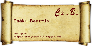 Csáky Beatrix névjegykártya